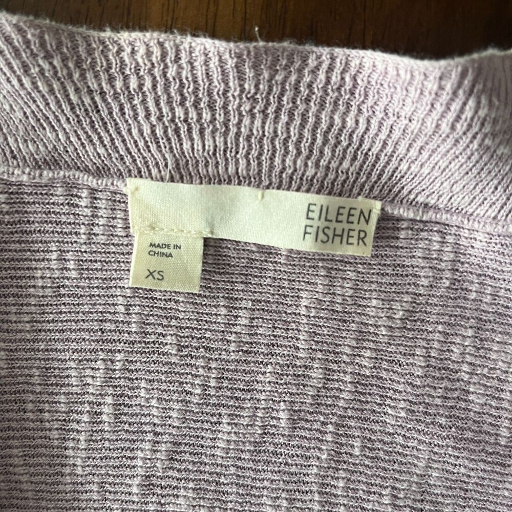 Eileen Fisher Cotton Linen Blend Open Front Drape Cardigan Purple Women's XS - Picture 6 of 9